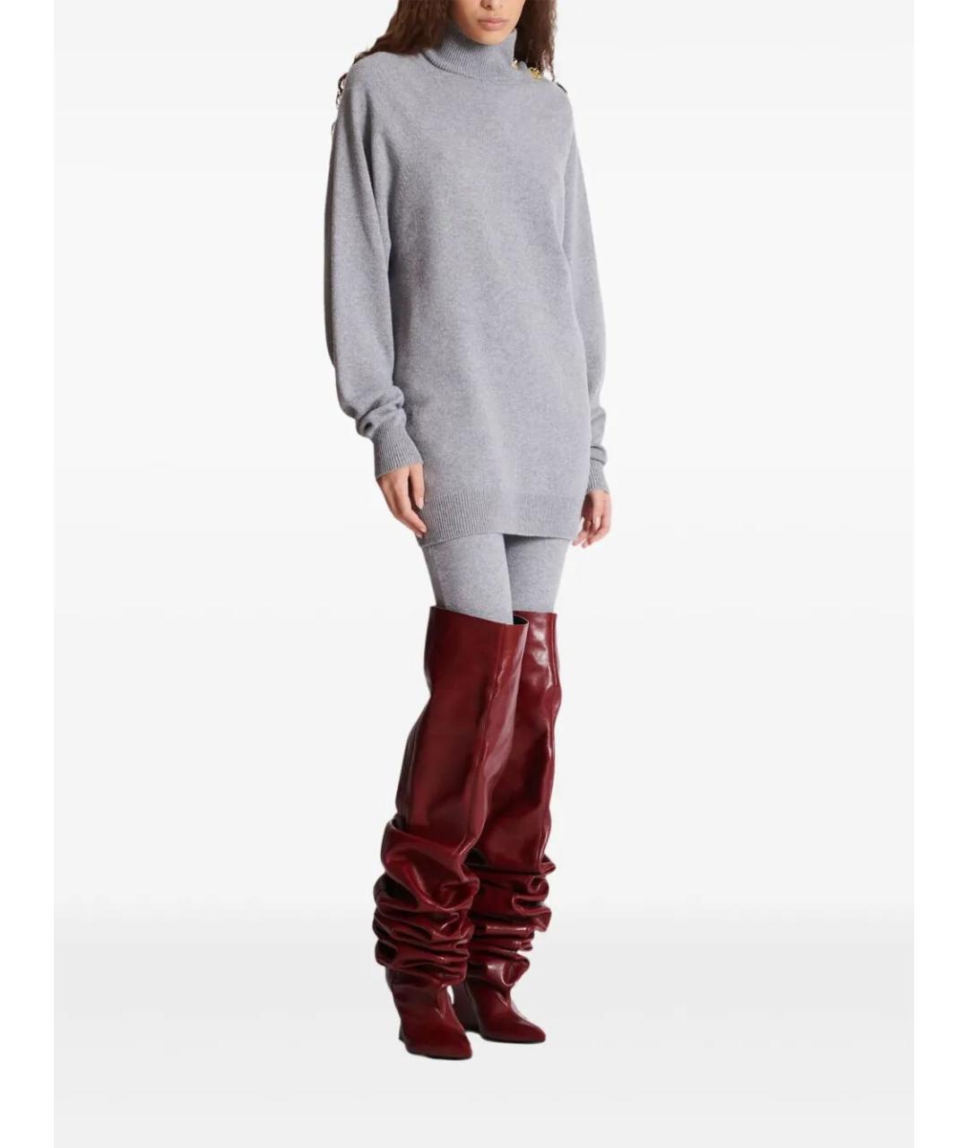 BALMAIN Серое кашемировое повседневное платье, фото 5