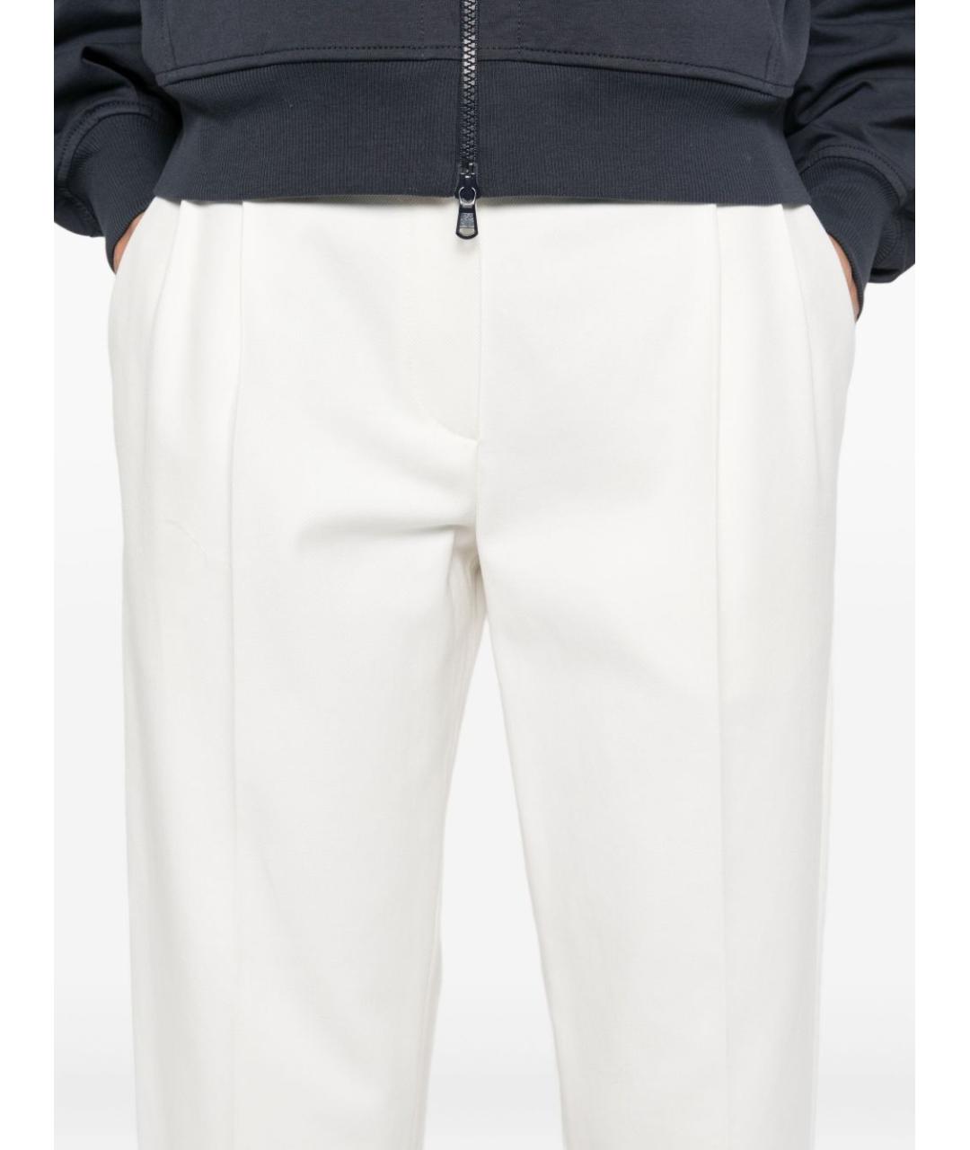 BRUNELLO CUCINELLI Белые хлопковые прямые брюки, фото 3