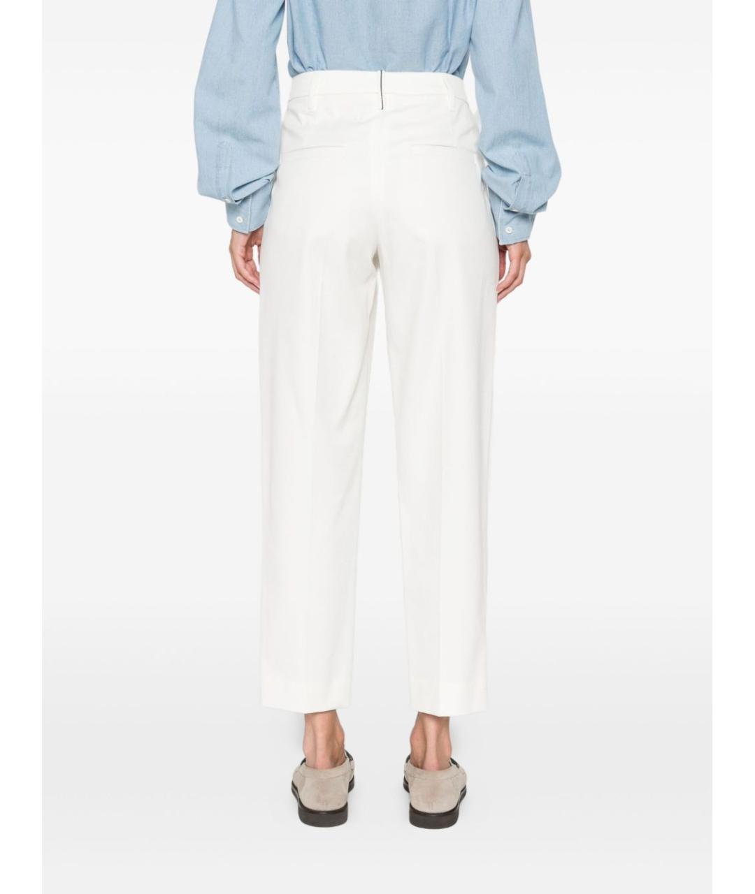 BRUNELLO CUCINELLI Белые хлопковые прямые брюки, фото 4