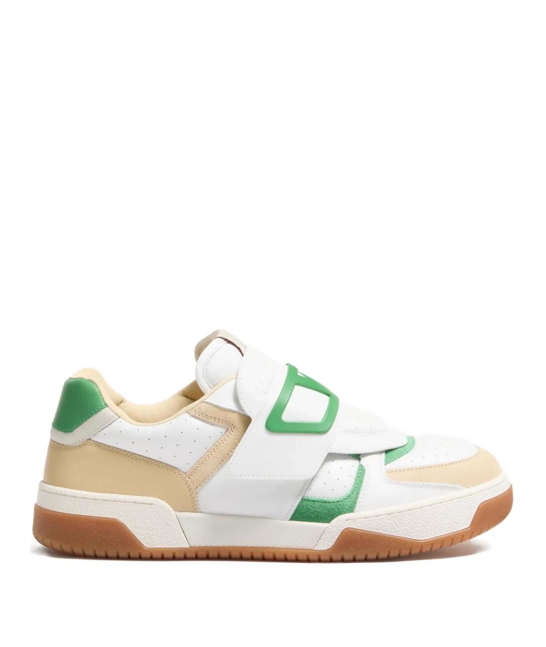 VALENTINO Бежевые кожаные низкие кроссовки / кеды, фото 1