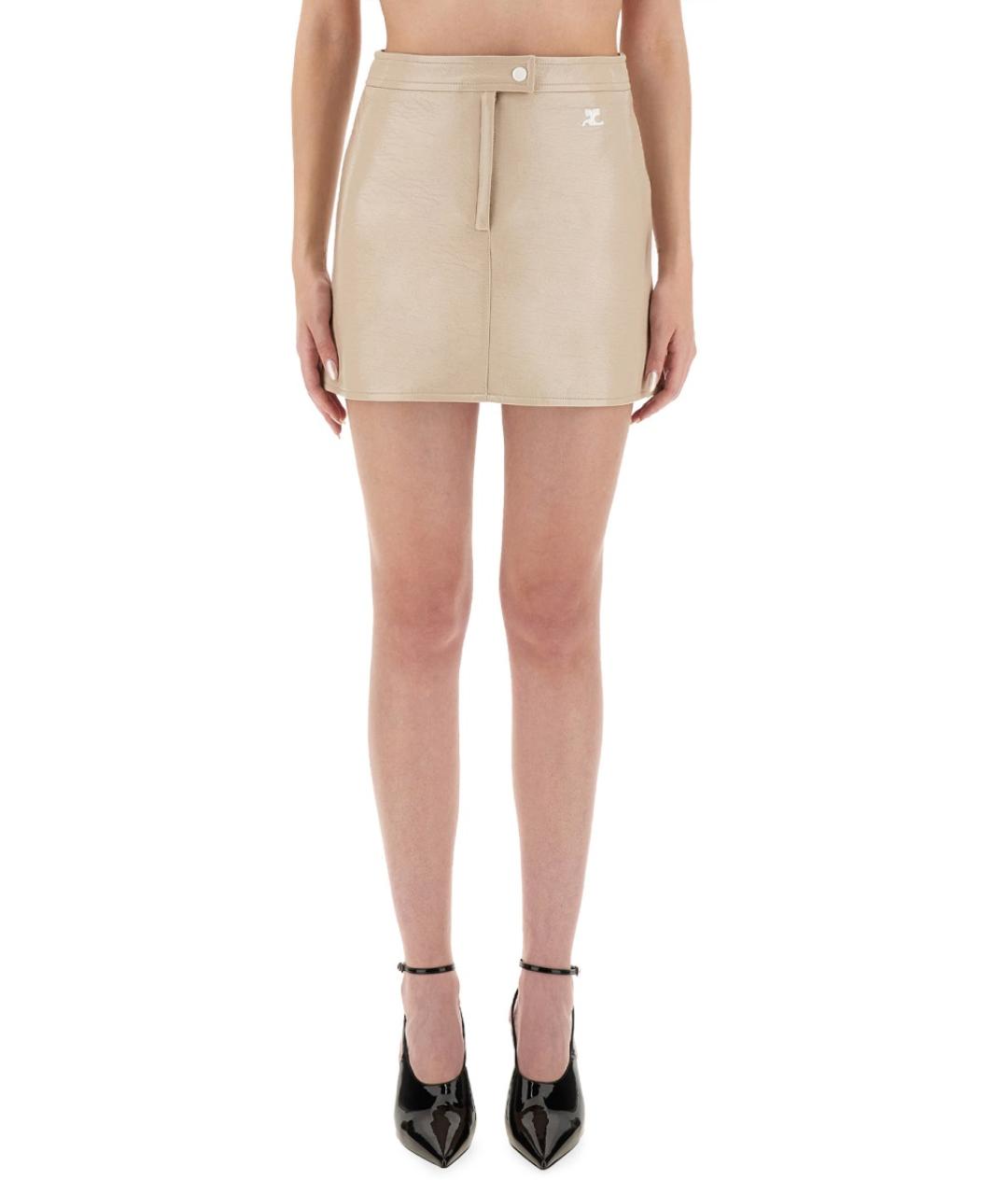 COURREGES Бежевая хлопковая юбка мини, фото 2