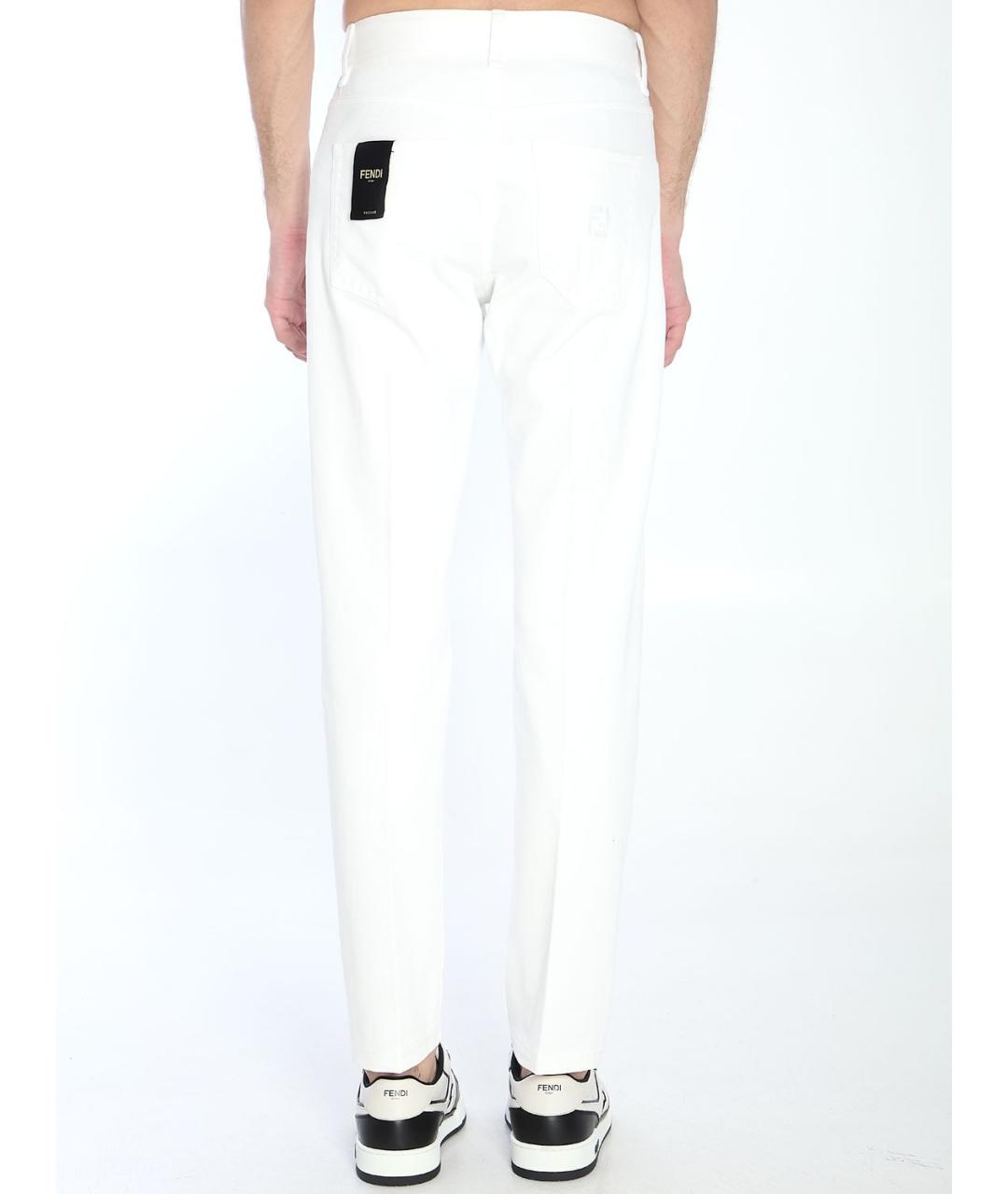 FENDI Белые хлопковые повседневные брюки, фото 4