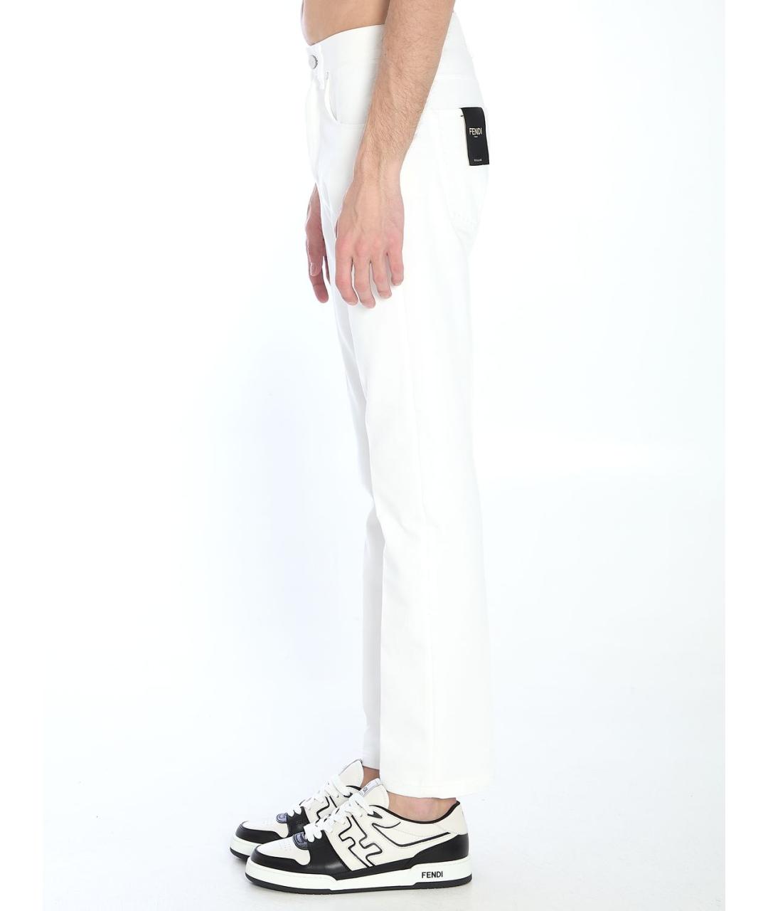 FENDI Белые хлопковые повседневные брюки, фото 3