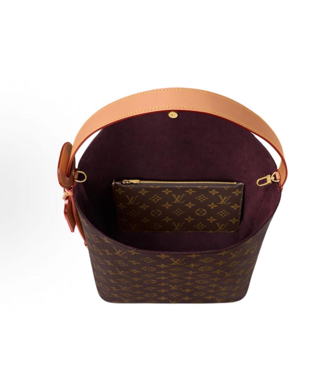 LOUIS VUITTON Коричневая кожаная сумка через плечо, фото 5