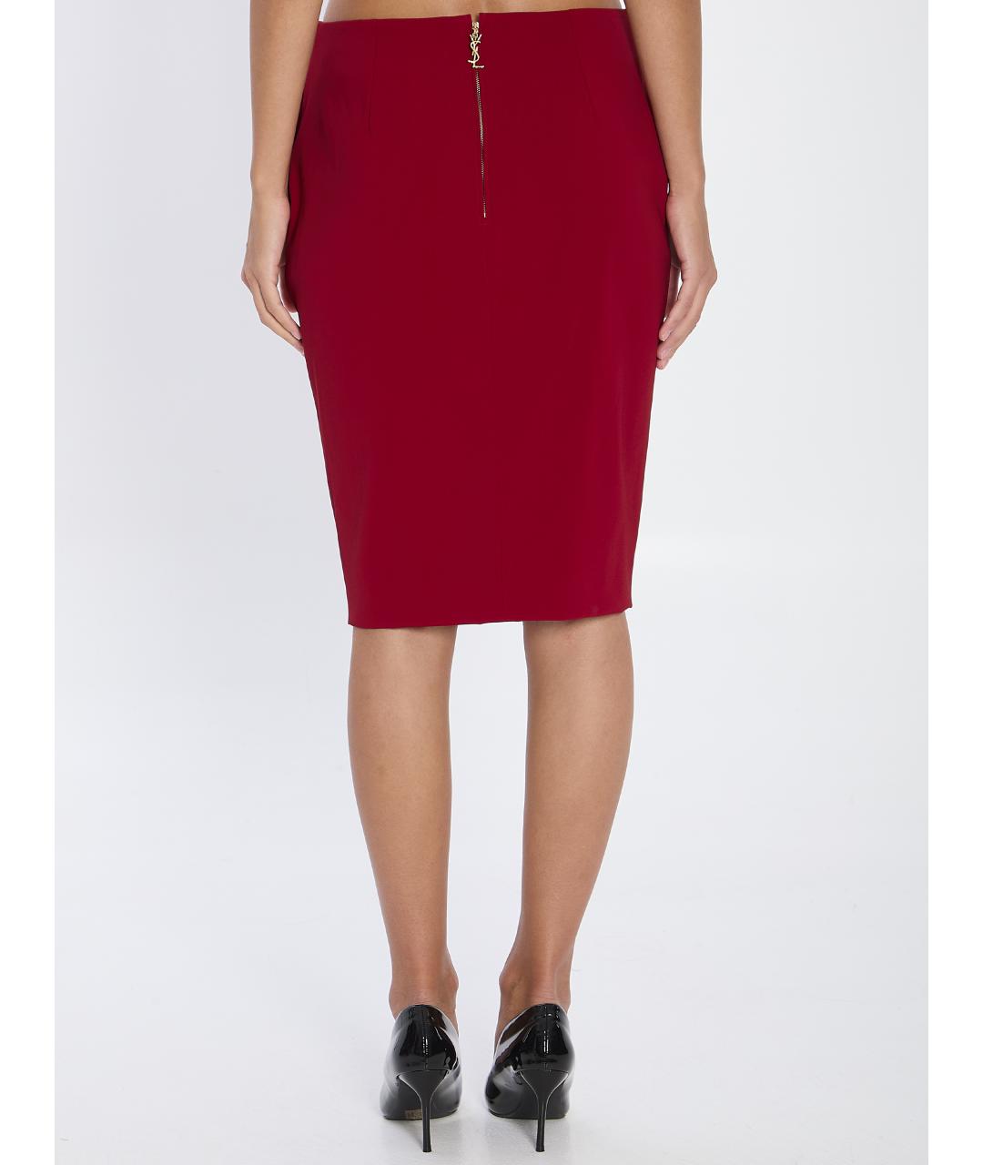 SAINT LAURENT Красная вискозная юбка миди, фото 5
