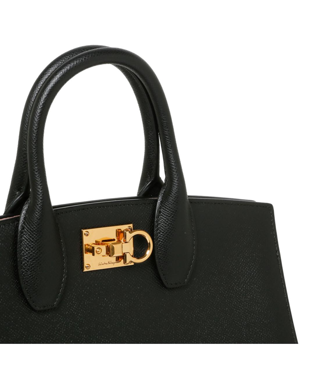 FERRAGAMO Черная кожаная сумка тоут, фото 4