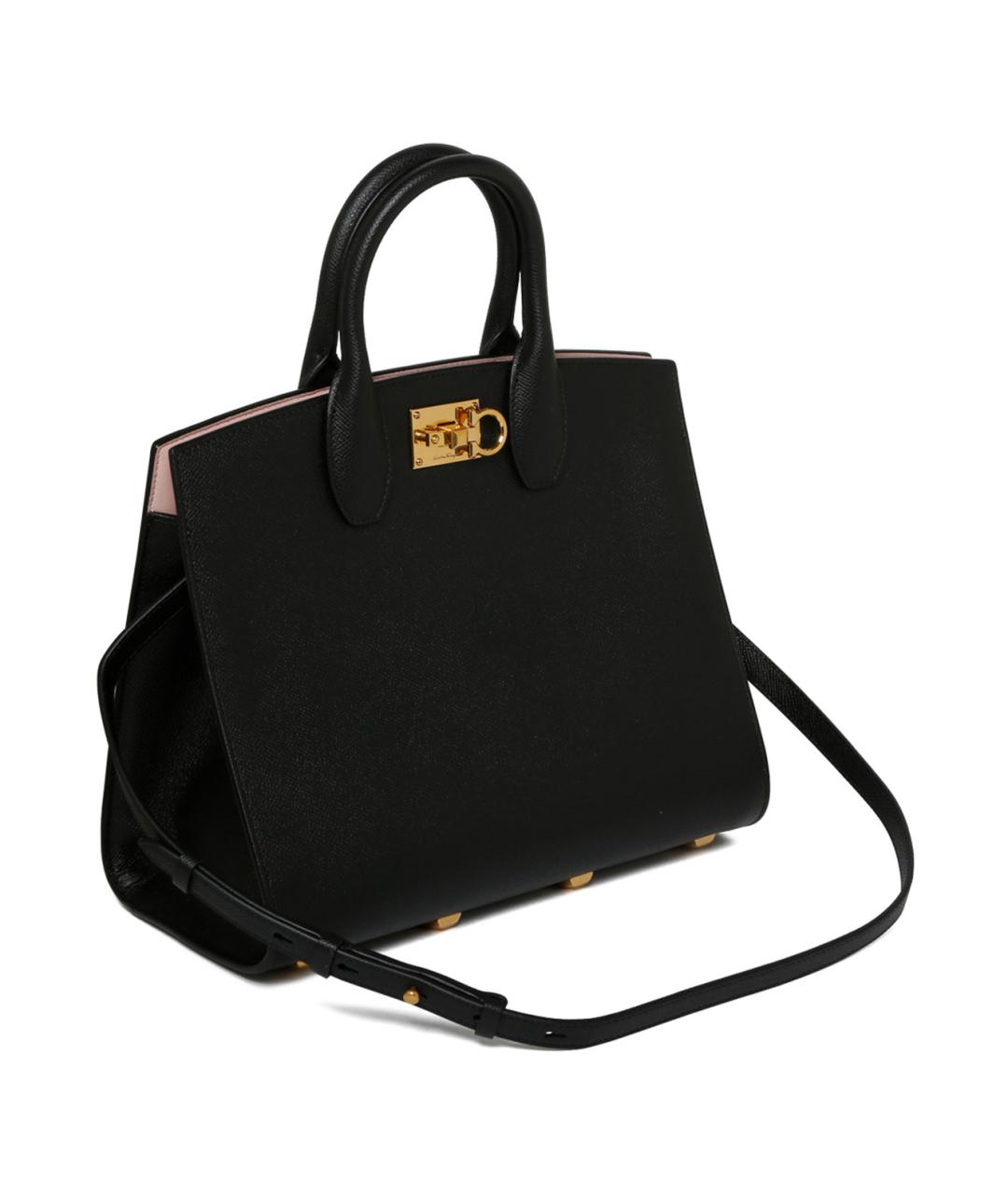 FERRAGAMO Черная кожаная сумка тоут, фото 3