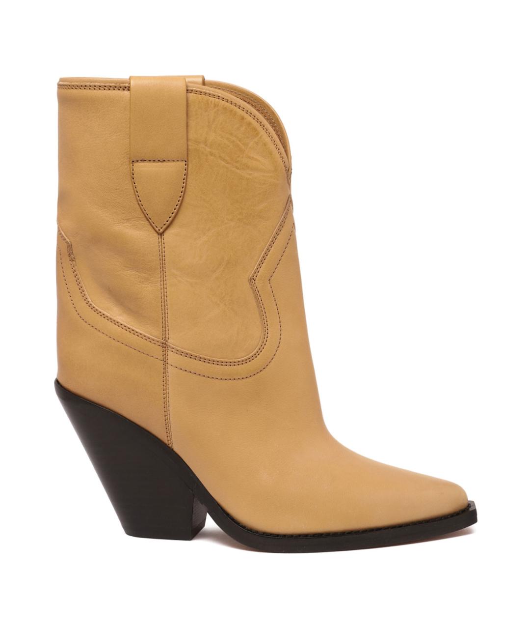 ISABEL MARANT Горчичные кожаные ботинки, фото 1
