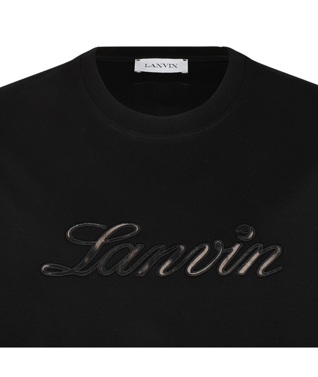 LANVIN Черная хлопковая футболка, фото 3