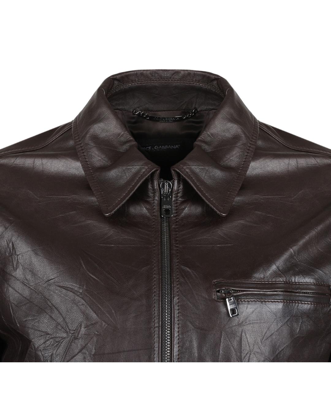 DOLCE&GABBANA Коричневая кожаная куртка, фото 3