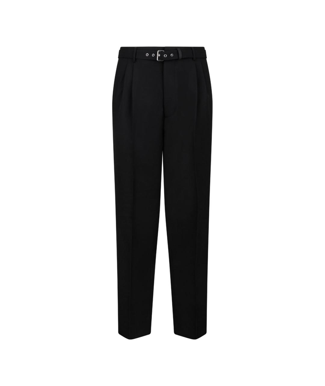 PRADA Черные шерстяные повседневные брюки, фото 1