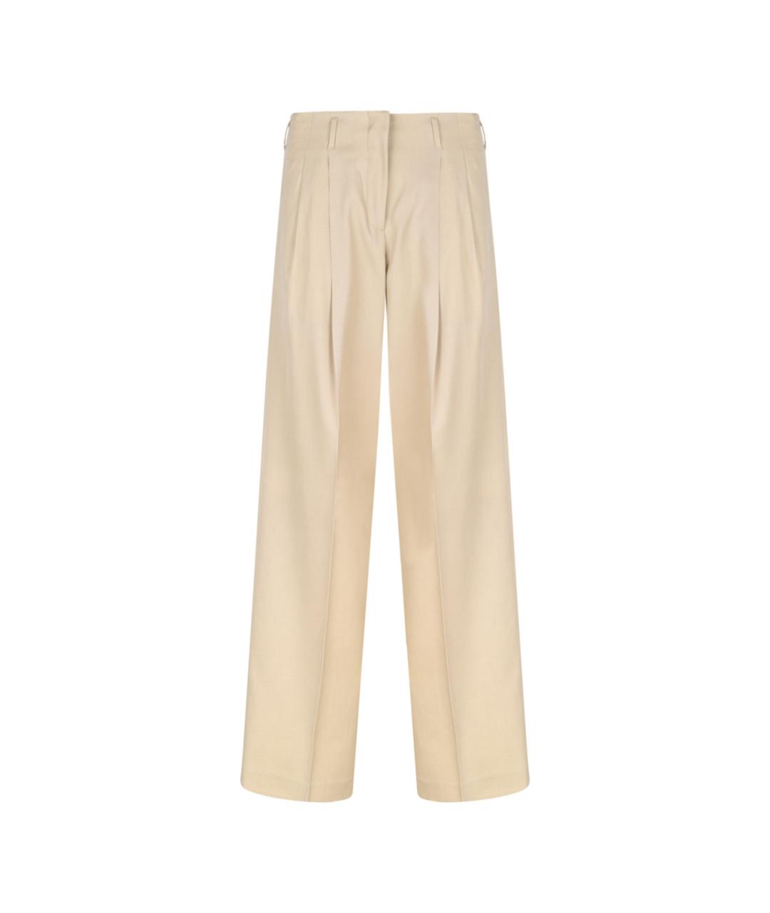 GOLDEN GOOSE DELUXE BRAND Бежевые шерстяные прямые брюки, фото 1