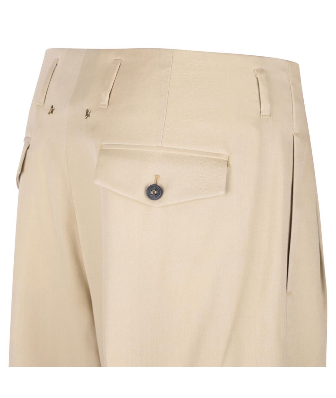 GOLDEN GOOSE DELUXE BRAND Бежевые шерстяные прямые брюки, фото 4