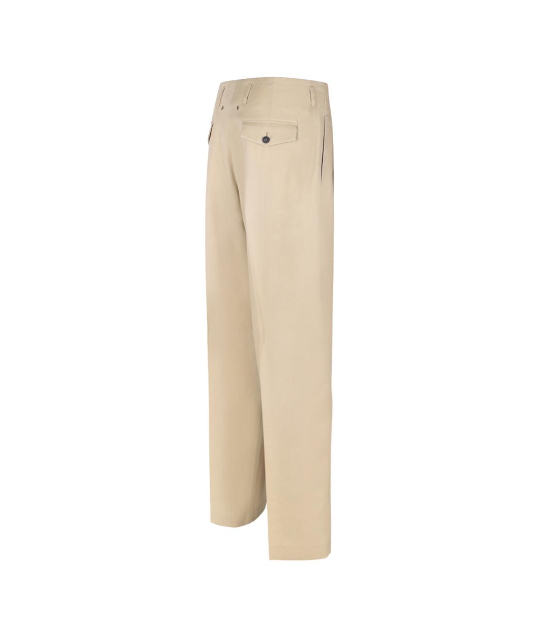 GOLDEN GOOSE DELUXE BRAND Бежевые шерстяные прямые брюки, фото 3
