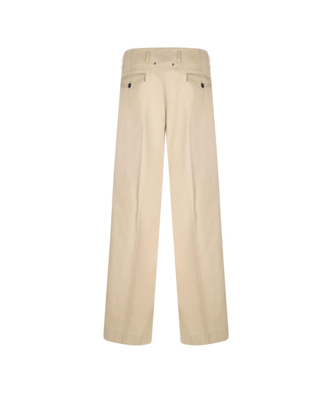 GOLDEN GOOSE DELUXE BRAND Бежевые шерстяные прямые брюки, фото 2