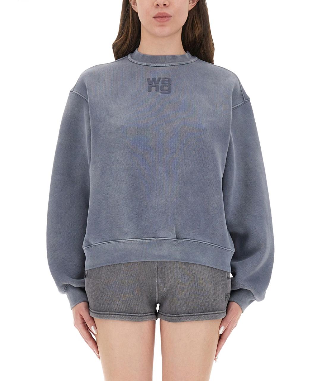 T BY ALEXANDER WANG Синий хлопковый джемпер / свитер, фото 4