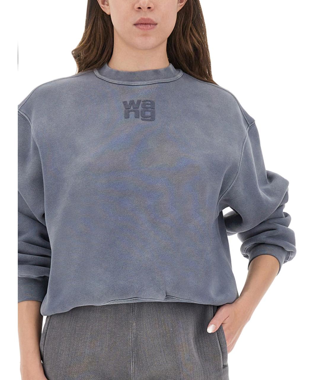 T BY ALEXANDER WANG Синий хлопковый джемпер / свитер, фото 3