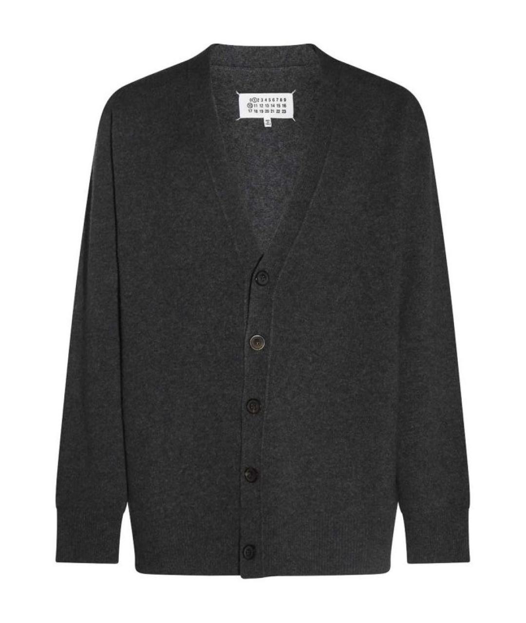 MAISON MARGIELA Антрацитовый шерстяной кардиган, фото 1