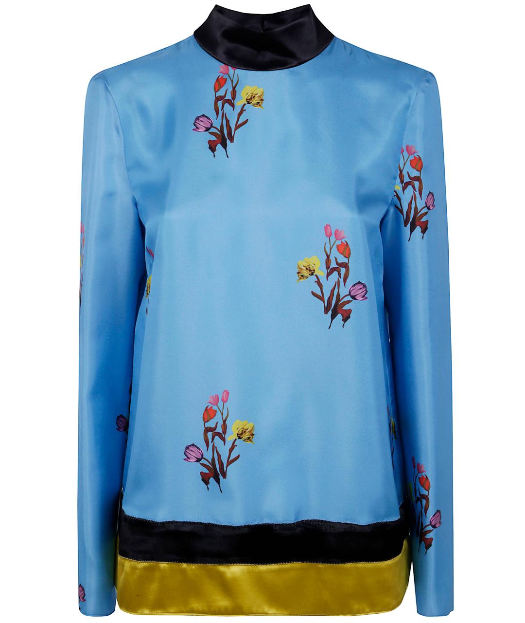 MARNI Синяя шелковая блузы, фото 1