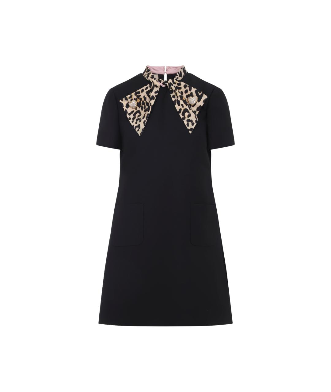 VALENTINO Черное шерстяное повседневное платье, фото 1