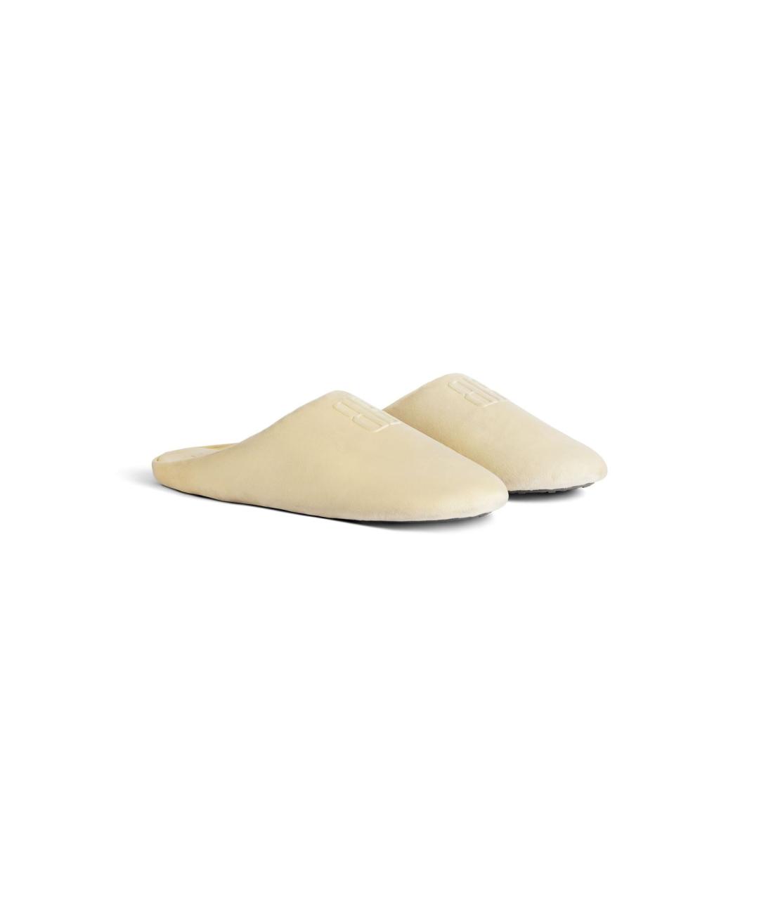 BALENCIAGA Бежевые синтетические шлепанцы, фото 2