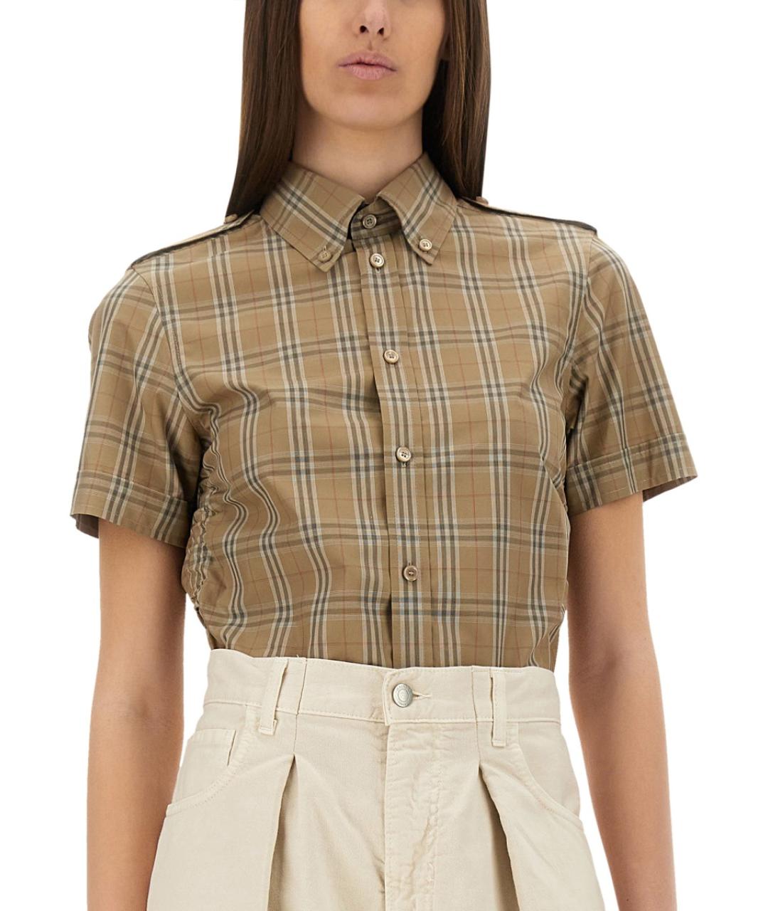 BURBERRY Бежевая хлопковая рубашка, фото 5