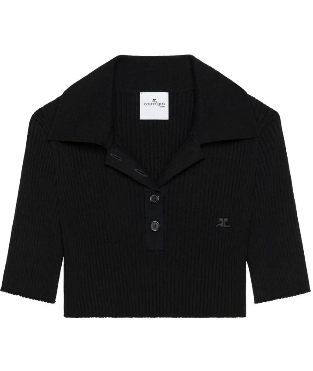 COURREGES Черная вискозная футболка, фото 1