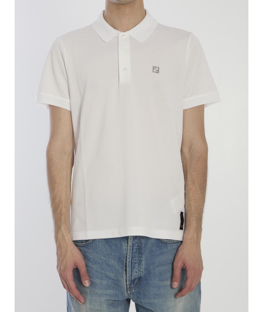 FENDI Белое хлопковое поло с коротким рукавом, фото 2