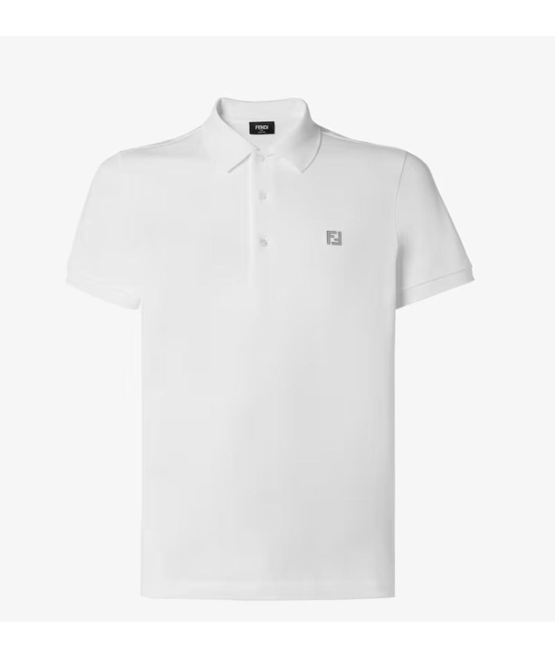 FENDI Белое хлопковое поло с коротким рукавом, фото 6