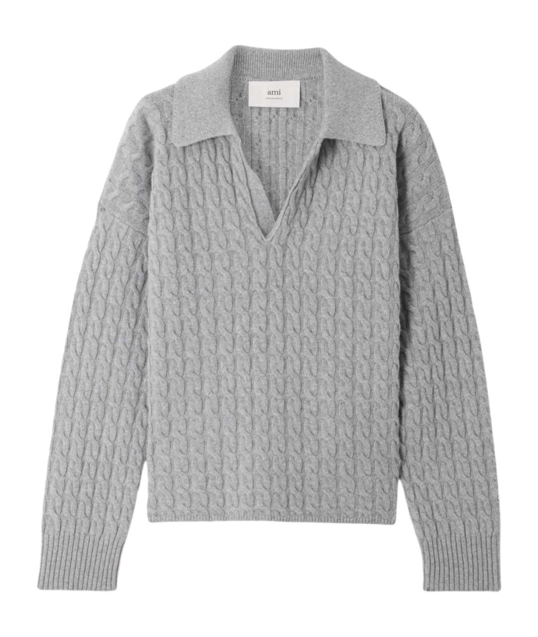 Ami Paris Серый шерстяной джемпер / свитер, фото 1
