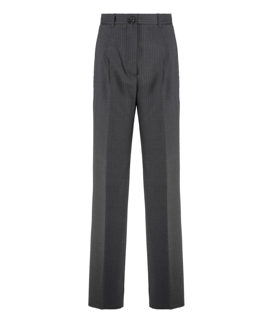 WEEKEND MAX MARA Серые шерстяные прямые брюки, фото 1