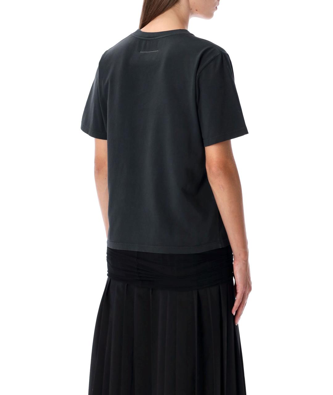 MM6 MAISON MARGIELA Черная хлопковая футболка, фото 3