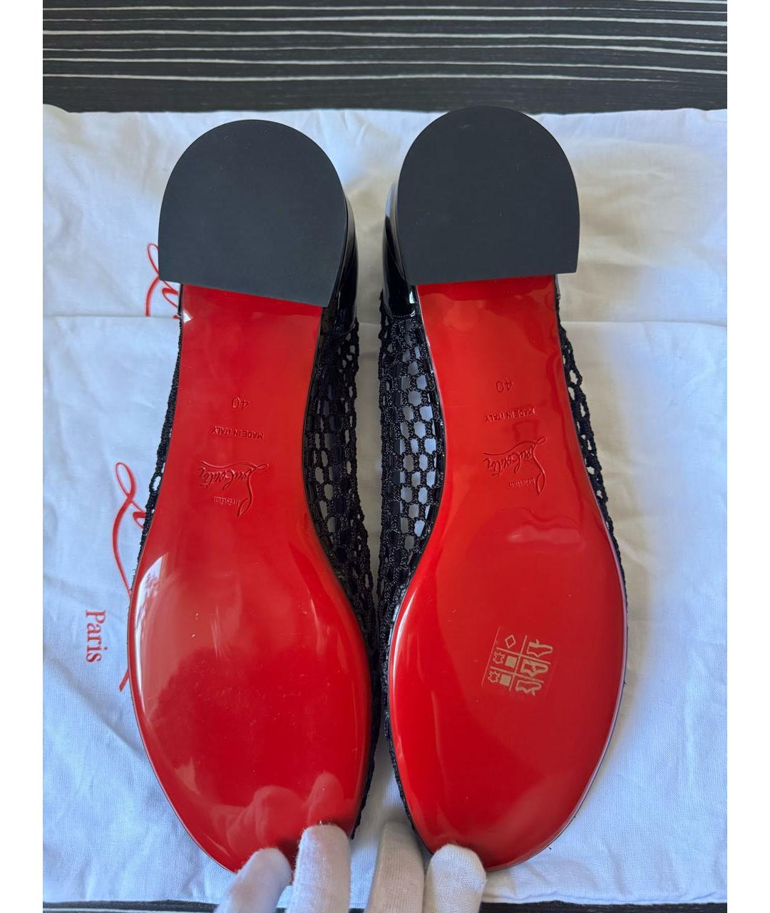 CHRISTIAN LOUBOUTIN Черные текстильные балетки, фото 8
