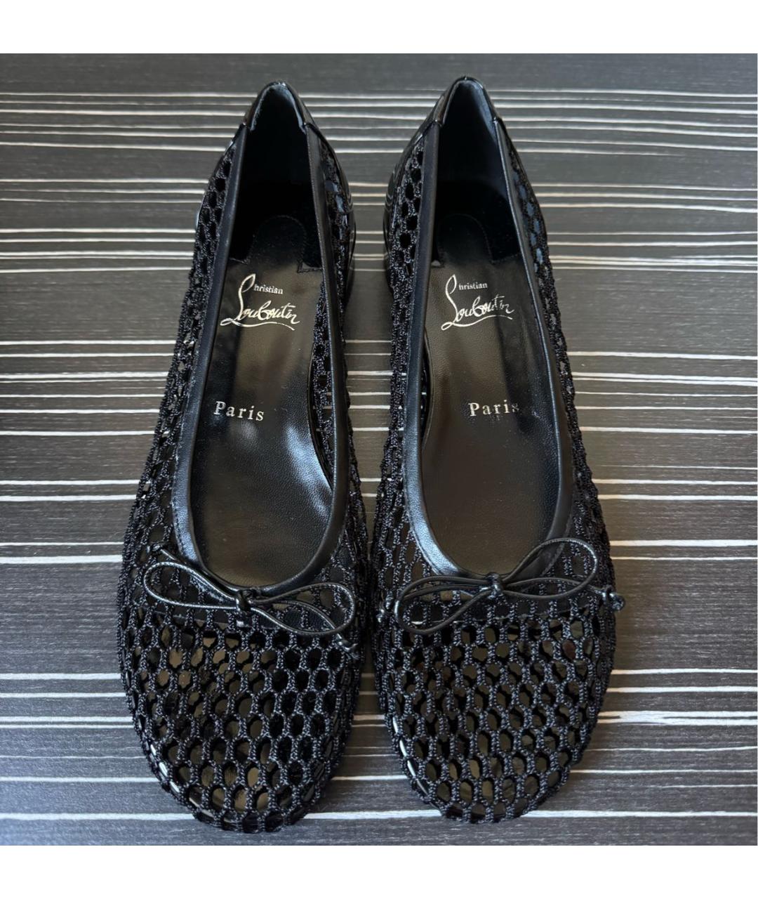 CHRISTIAN LOUBOUTIN Черные текстильные балетки, фото 3