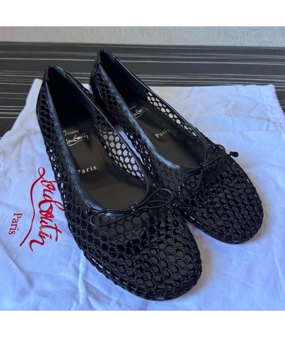 CHRISTIAN LOUBOUTIN Черные текстильные балетки, фото 6