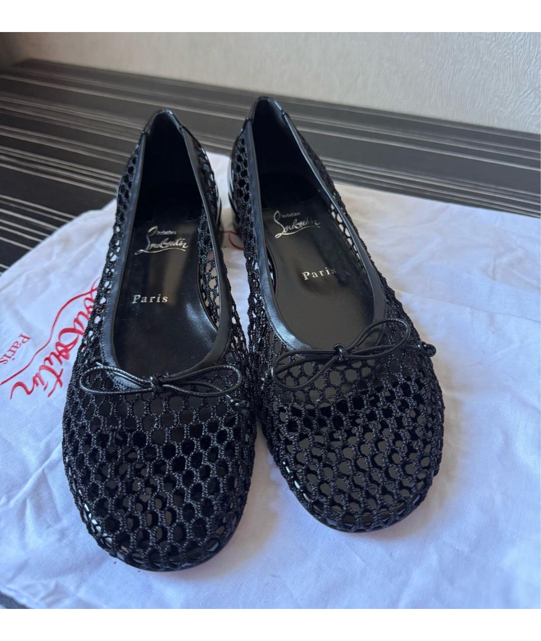 CHRISTIAN LOUBOUTIN Черные текстильные балетки, фото 7
