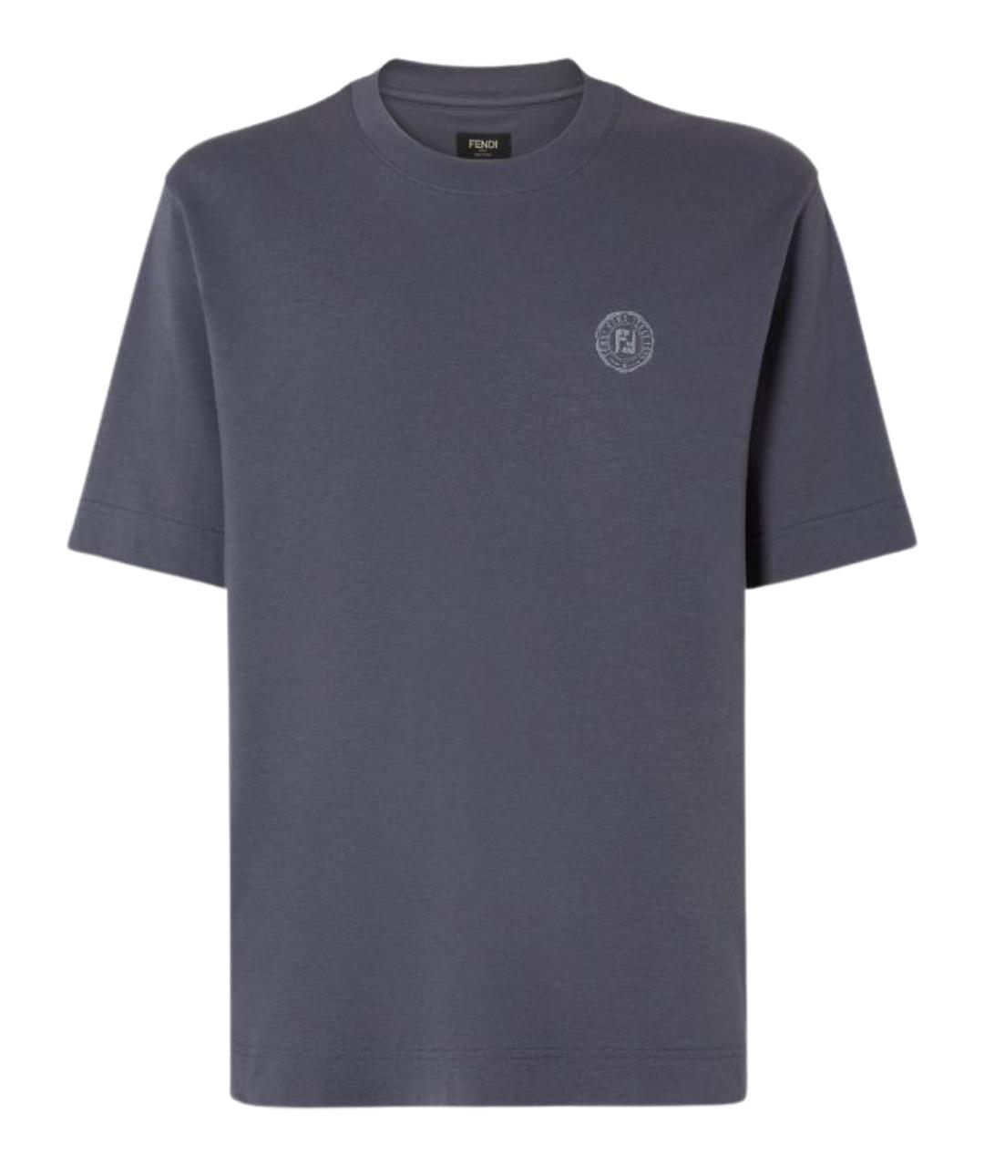 FENDI Синяя хлопковая футболка, фото 1