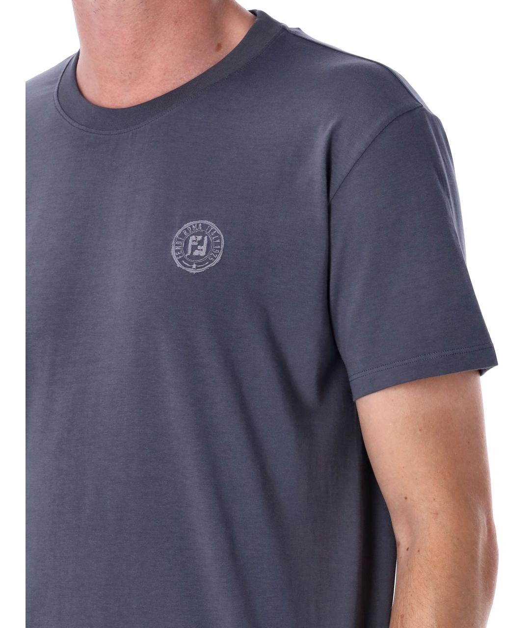 FENDI Синяя хлопковая футболка, фото 4