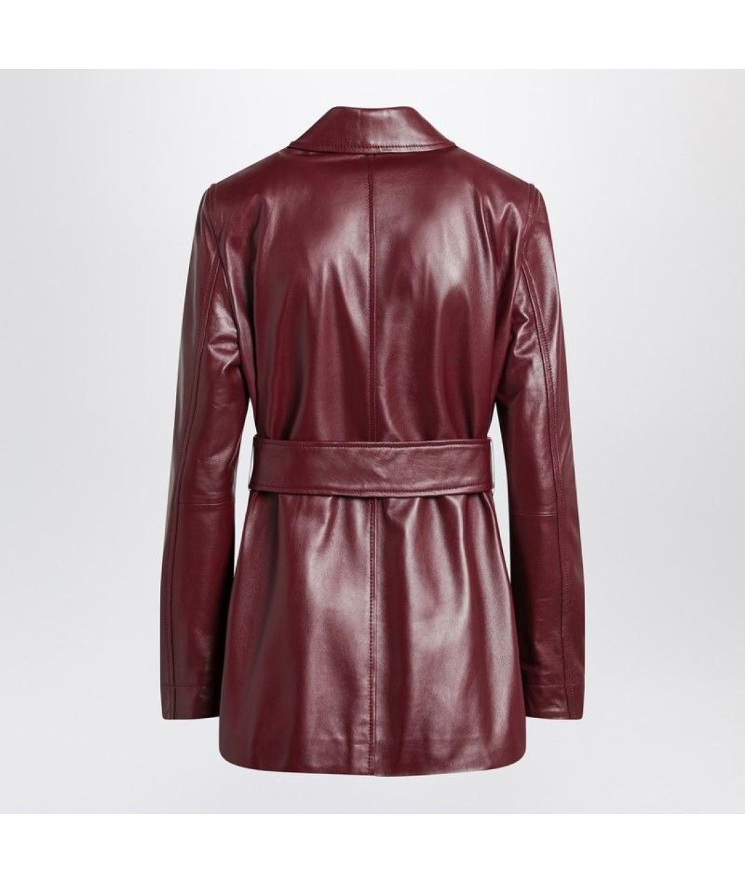 MAX MARA STUDIO Бордовая кожаная куртка, фото 2