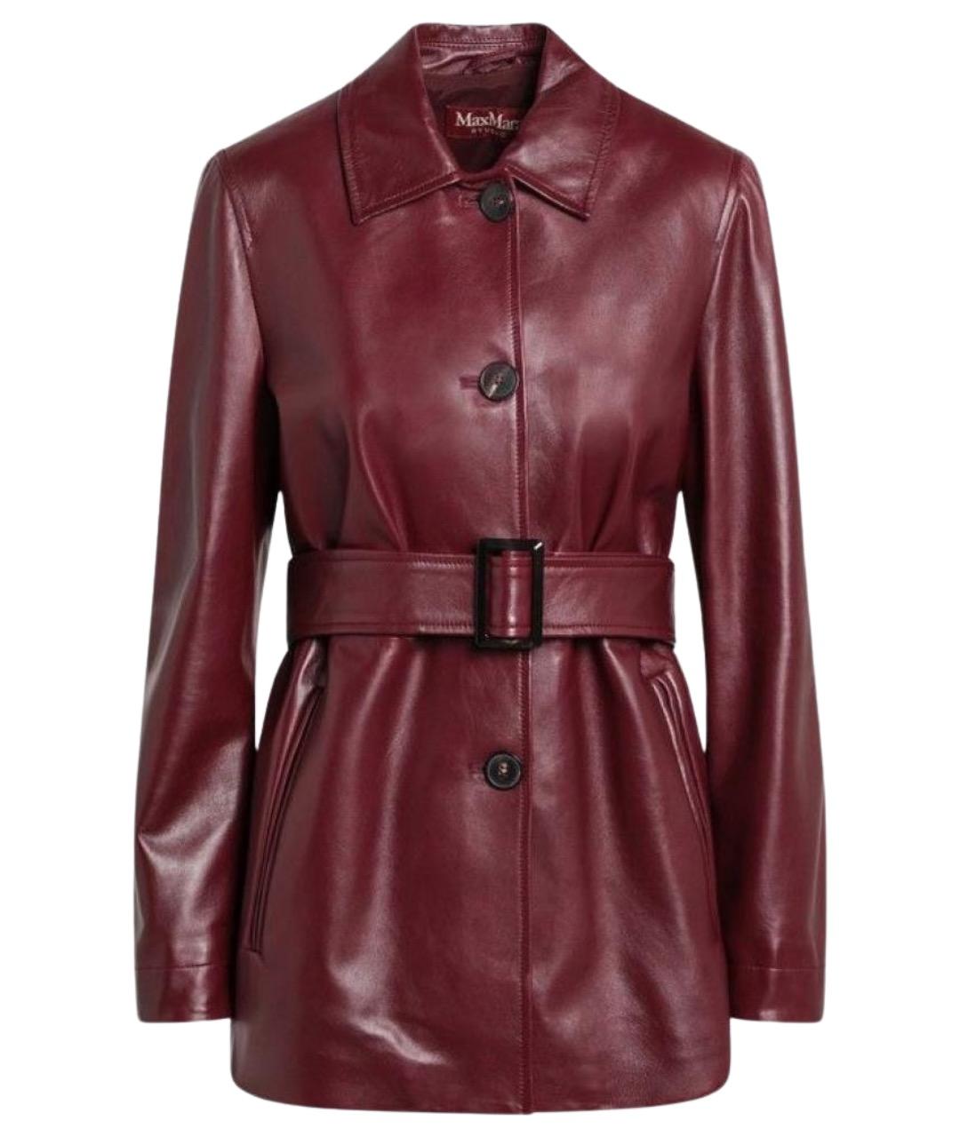 MAX MARA STUDIO Бордовая кожаная куртка, фото 1