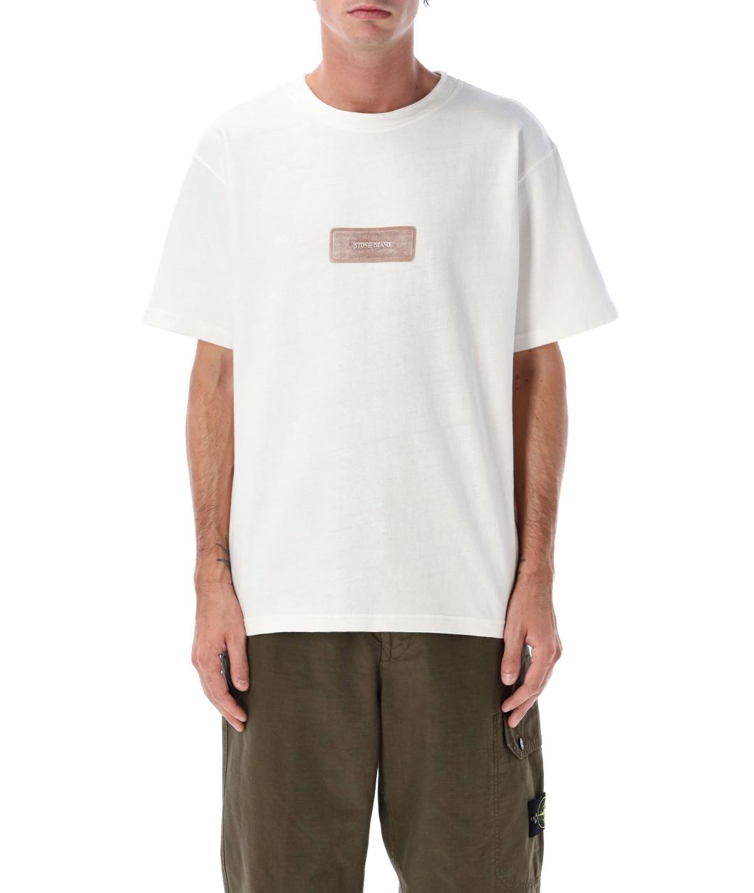 STONE ISLAND Белая хлопковая футболка, фото 2
