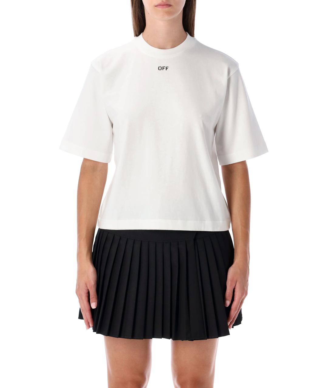 OFF-WHITE Белая хлопковая футболка, фото 2