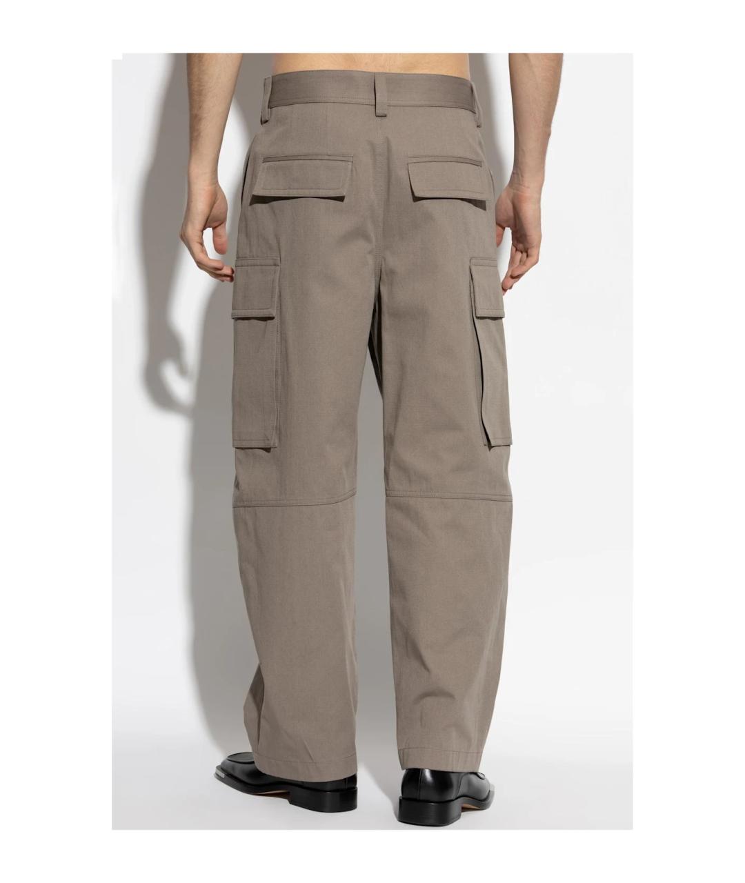 BOTTEGA VENETA Серые хлопковые повседневные брюки, фото 4