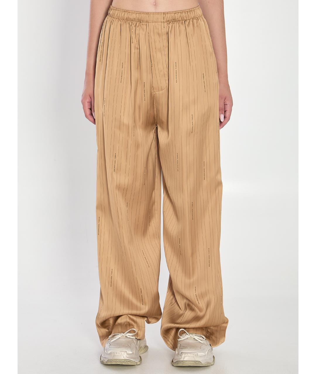 BALENCIAGA Бежевые атласные прямые брюки, фото 2