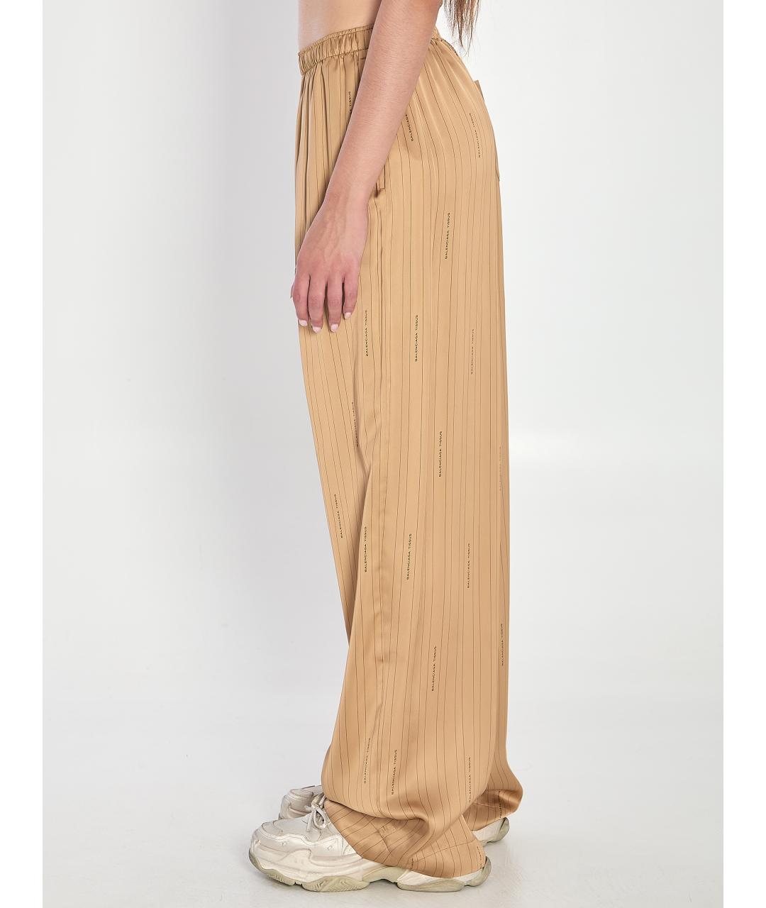 BALENCIAGA Бежевые атласные прямые брюки, фото 4