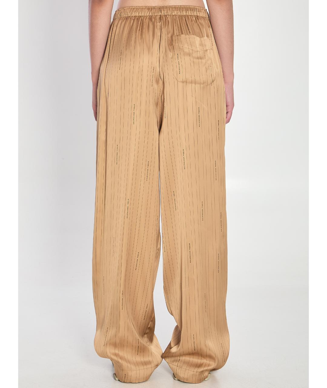 BALENCIAGA Бежевые атласные прямые брюки, фото 5
