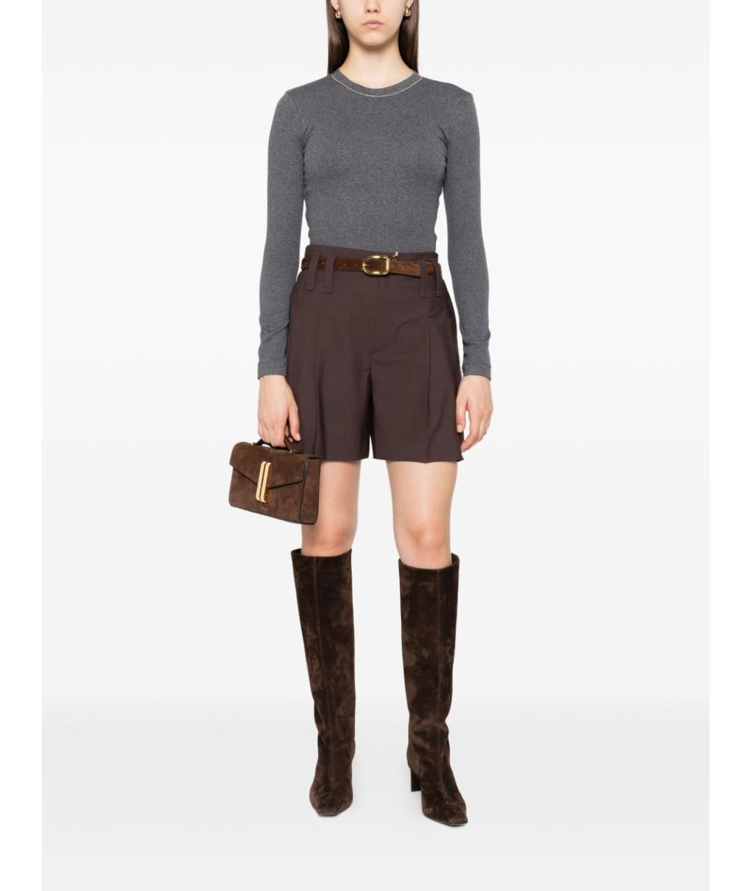 BRUNELLO CUCINELLI Коричневые шерстяные шорты, фото 2