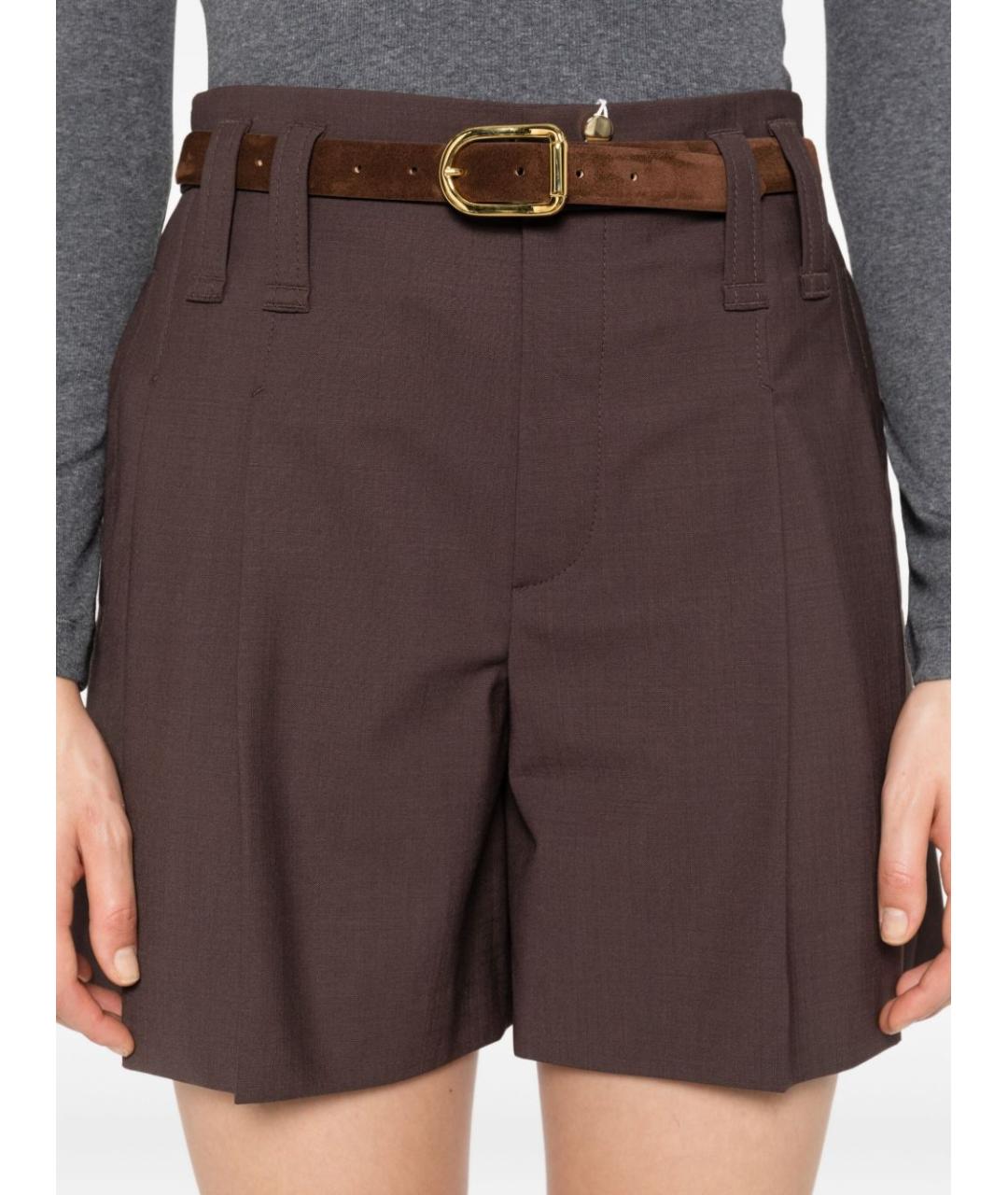 BRUNELLO CUCINELLI Коричневые шерстяные шорты, фото 3