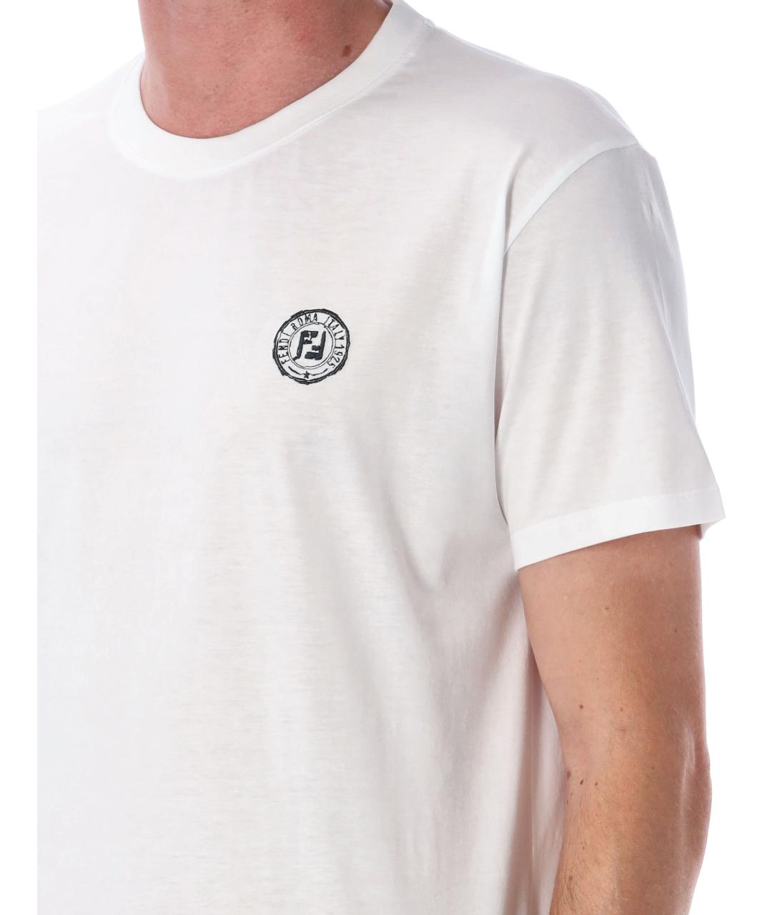 FENDI Белая хлопковая футболка, фото 4