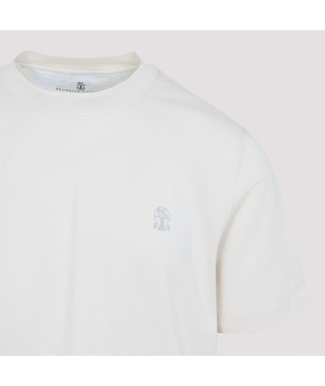 BRUNELLO CUCINELLI Белая хлопковая футболка, фото 3
